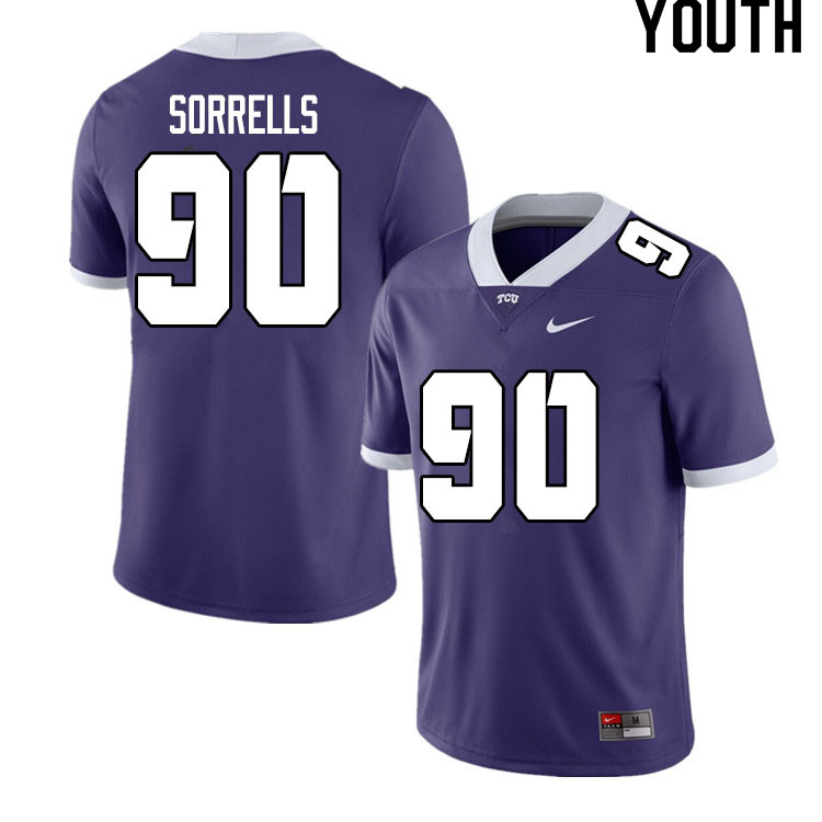 Youth #90 Jaquaze Sorrells TCU Horned Frogs College Football Jerseys Sale-Purple